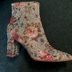 Betsey Johnson - Cady Green Floral Ankle Boots